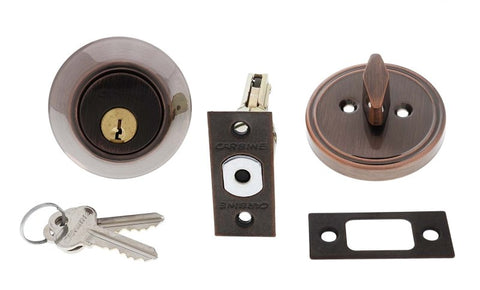 Carbine LB Residential Series Standard Cylinder and Turn Deadbolt, 60 - 70mm backset, C4 Keyed to Differ , Display Pack, Antique Bronze - primehardware
