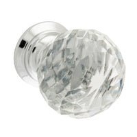 Tradco Clear Diamond Cut Glass Cupboard Knob - Available in Various Sizes - primehardware