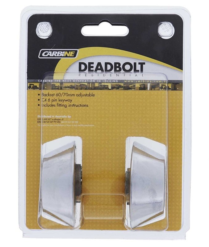 Carbine LB Residential Series Standard Double Cylinder Deadbolt, 60 - 70mm backset, C4 Keyed Alike RANDOM, Display Pack, Chrome Plate - primehardware