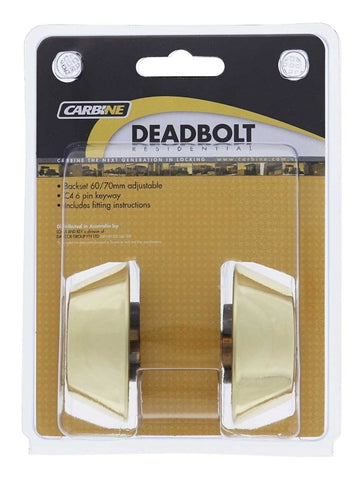 Carbine LB Residential Series Standard Double Cylinder Deadbolt, 60 - 70mm backset, C4 Keyed Alike RANDOM, Display Pack, Polished Brass - primehardware