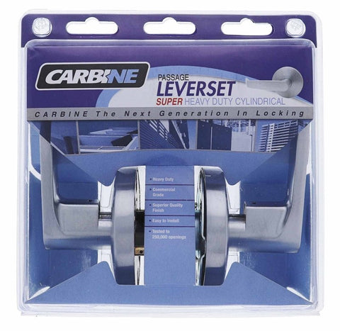 Carbine Doncaster 7000 Cylindrical Passage set, Standard Lever, 70mm backset, , Display Pack, Brushed Satin Chrome - primehardware