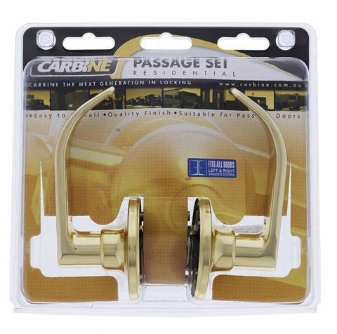 Carbine Empire SL8000 Tiebolt Standard Passage Lever set, , Display Pack, Polished Brass - primehardware