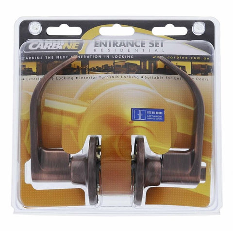 Carbine Empire SL8000 Tiebolt Standard Entrance Lever set, C4 Keyed to Differ, Display Pack, Antique Copper - primehardware