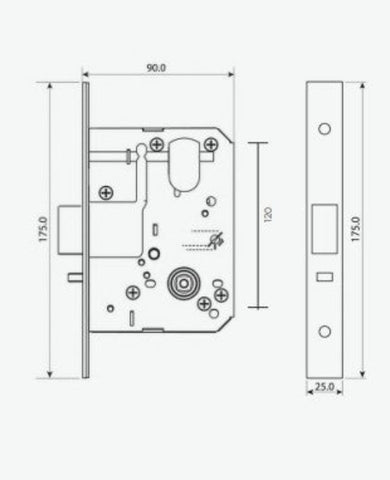 Commercial Mortice Lock - 60mm Backset, Stainless Steel & Fire - Rated (1450.EB) - primehardware