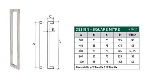 Scope Entrance Handles “Sq Mitre” - primehardware
