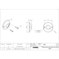 EMRO ROD SOCKET END 401CPPP ROUND WARDROBE HANGING RAIL 19MM CHROME PAIR