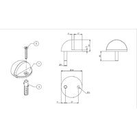 EMRO 50002 DOOR STOP HALF MOON FLOOR MOUNTED TYPE SATIN STAINLESS STEEL 44X24MM - primehardware