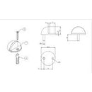 EMRO 50002 DOOR STOP HALF MOON FLOOR MOUNTED TYPE SATIN STAINLESS STEEL 44X24MM - primehardware