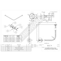 EMRO SC16575 SHOWER CURTAIN RAIL POLISHED STAINLESS STEEL 1650X750X19MM