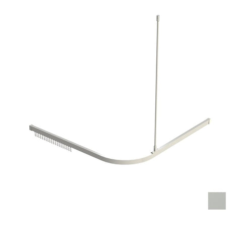 EMRO SHOWER TRACK WITH SUPPORT AND HOOKS - AVAILABLE IN CLEAR ANODISED AND WHITE POWDER COAT - primehardware