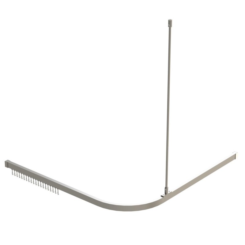 EMRO SHOWER TRACK WITH SUPPORT AND HOOKS - AVAILABLE IN CLEAR ANODISED AND WHITE POWDER COAT - primehardware