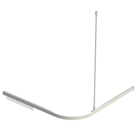 EMRO SHOWER TRACK WITH SUPPORT AND HOOKS - AVAILABLE IN CLEAR ANODISED AND WHITE POWDER COAT - primehardware