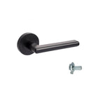 Black door handle with lever and fixing spindle on a white background, labeled 'EPIC DUMMY SET'.