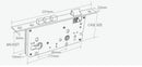 Technical drawing of a Euro mortice lock with dimensions labeled