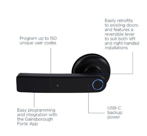 Gainsborough Mode Smart Lever Lock Black - primehardware