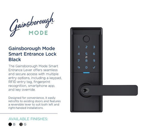 Gainsborough Mode Smart Entrance Lever Lock Graphite - primehardware