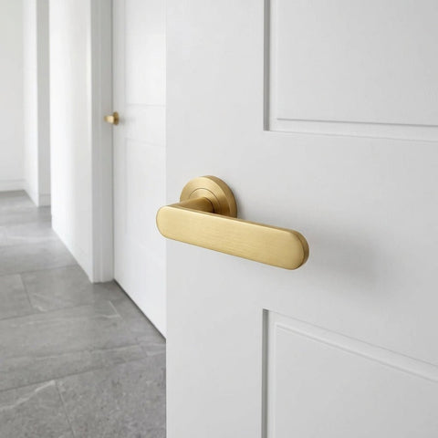 Zanda Duke Lever Handle Satin Brass Passage Privacy and Entrance Futura Range - primehardware