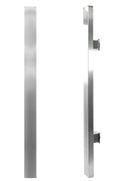 Stainless steel pull handle on a white background