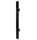 Black door handle and lock mechanism on a white background