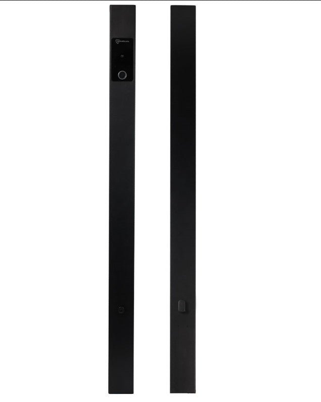 Black electronic door lock on a white background