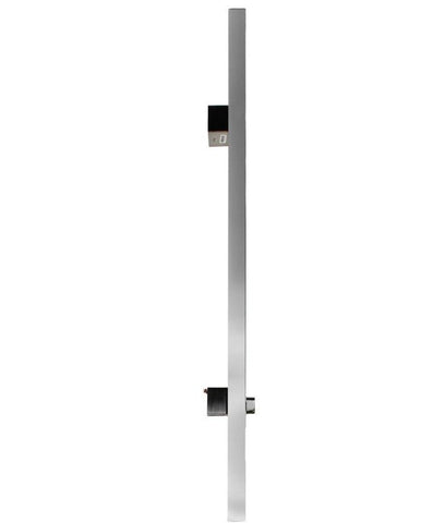 Stainless steel handle on the white backround