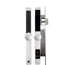 Smart door lock with digital keypad on a white background