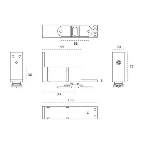 JNF IN.05.199 Bottom Coil Pivot Spring System With Adjustable Power Stainless Steel