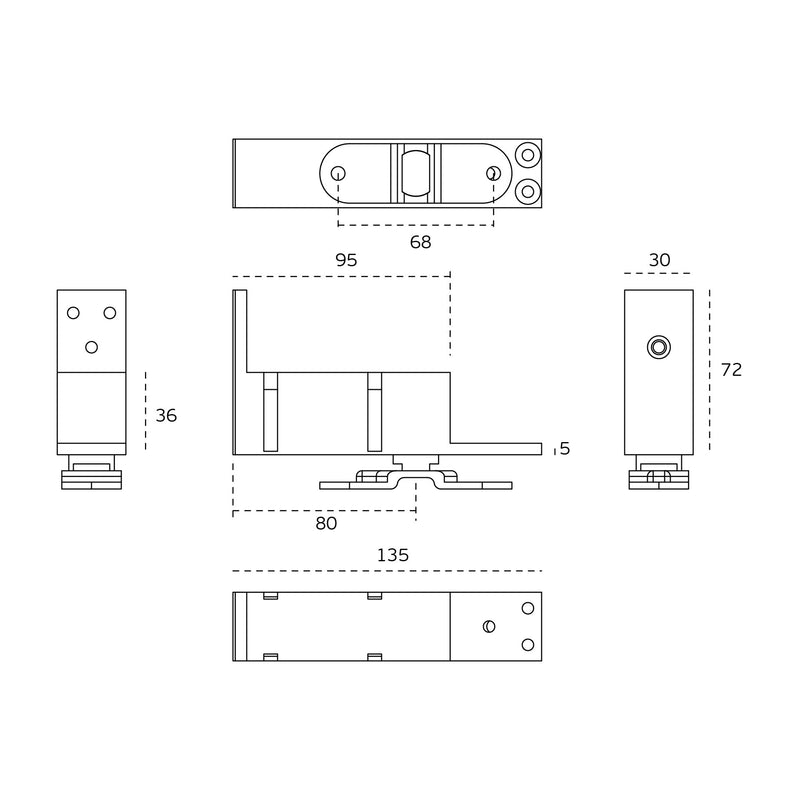 JNF IN.05.199 Bottom Coil Pivot Spring System With Adjustable Power Stainless Steel
