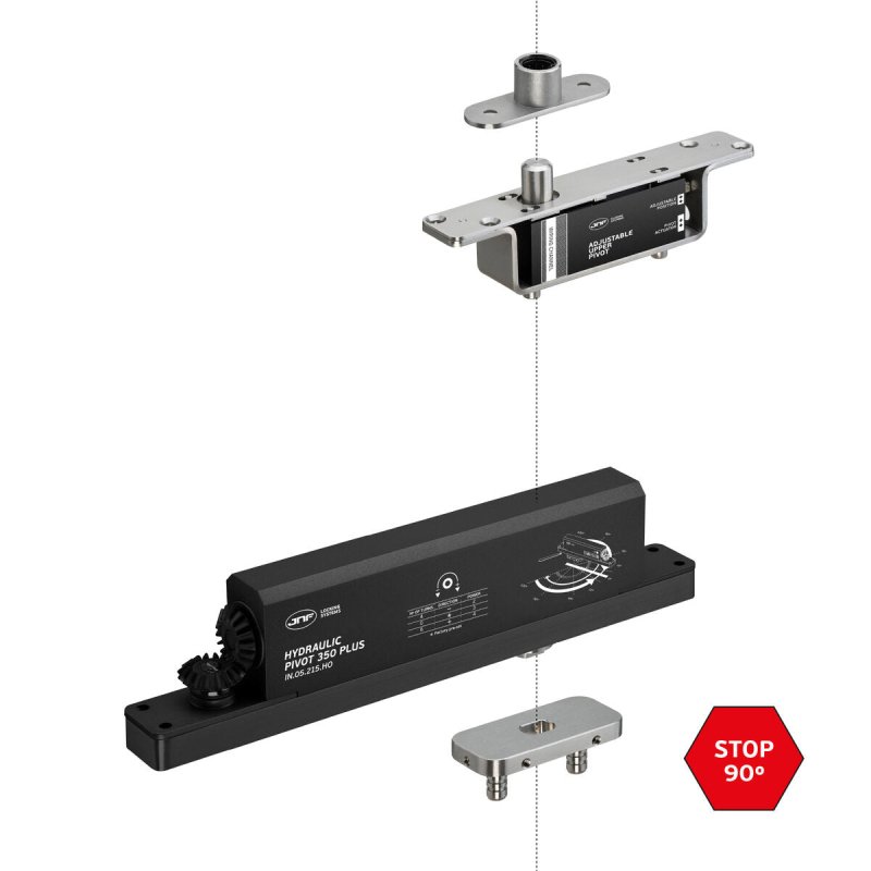 JNF Heavy Duty Hydraulic Pivot Set for Wooden Doors up to 350kg Hold Open