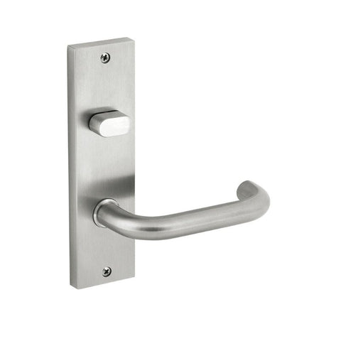 Metal door handle on a white background
