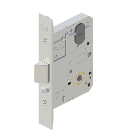 Metal door lock mechanism on a white background