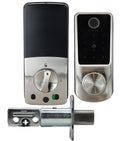 Digital door lock set with keypad and cylindrical mechanism on a white background