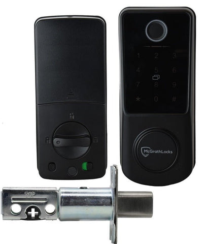 McGrath Locks Kedron 5 - in - 1 Digital Door Lock | IP65 Waterproof | Biometric Fingerprint & Bluetooth | Black Finish - primehardware