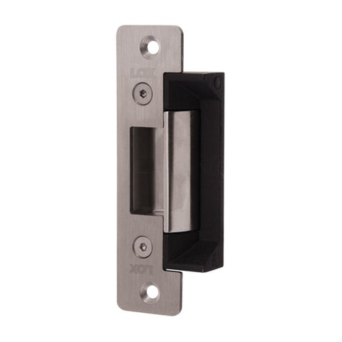 Metal door handle with black finish on a white background