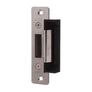 Metal door handle with black finish on a white background