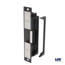 Door lock mechanism with Lox brand logo on a white background