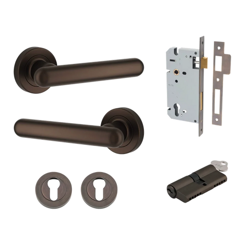 Iver Puerto Door Lever on Round Rose | Entrance Kit (Key/Key) | 5 Finishes