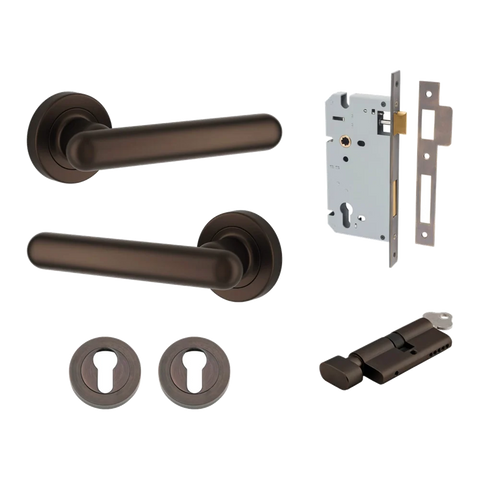 Iver Puerto Door Lever on Round Rose | Entrance Kit (Key/Thumb) | 5 Finishes