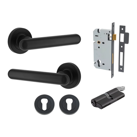 Iver Puerto Door Lever on Round Rose | Entrance Kit (Key/Key) | 5 Finishes