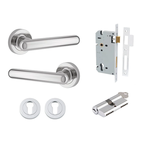 Iver Puerto Door Lever on Round Rose | Entrance Kit (Key/Key) | 5 Finishes