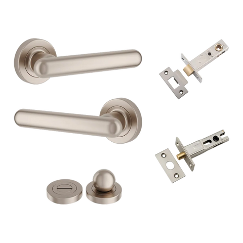Iver Puerto Door Lever on Round Rose | Separate Privacy Kit | 5 Finishes