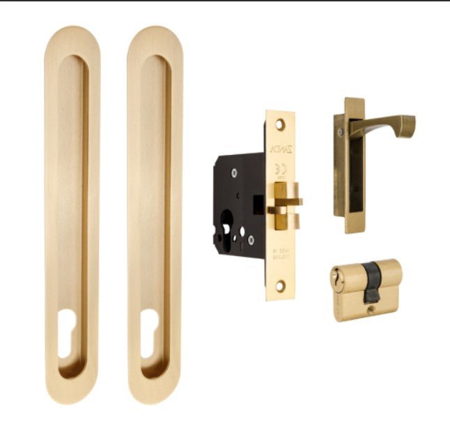 Zanda Oval Euro Sliding Door Lock Kit 250x40mm