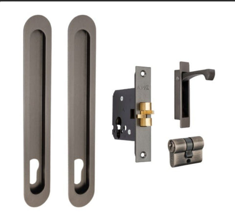 Zanda Oval Euro Sliding Door Lock Kit 250x40mm