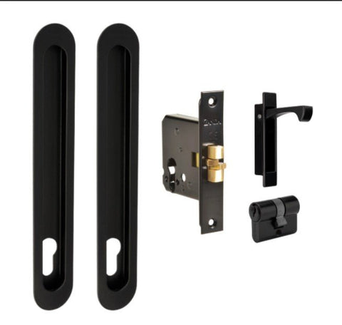 Zanda Oval Euro Sliding Door Lock Kit 250x40mm