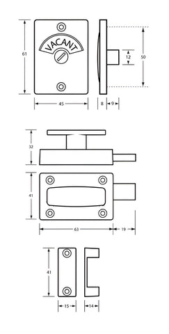 Metlam Ambulant Lock and Indicator Set 100A Satin Chrome Plate - image 2