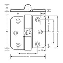 Metlam Gravity Hinge Hold Close Left Hand Visible Bolt Through Fix Satin Chrome - image 3