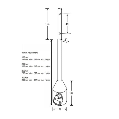 Metlam Rebated Shaft Foot Assembly 200mm Satin Stainless Steel - image 2