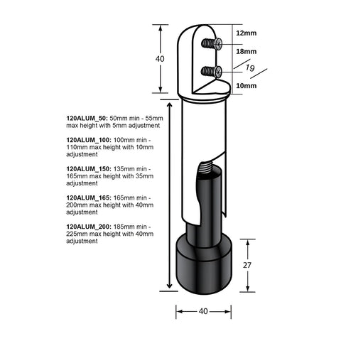 Metlam Aluminium Heavy Duty Leg 100mm Natural Anodised - image 3