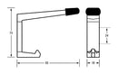 Metlam Coat Hook with Bumper Concealed Screw Fix Satin Chrome - image 2