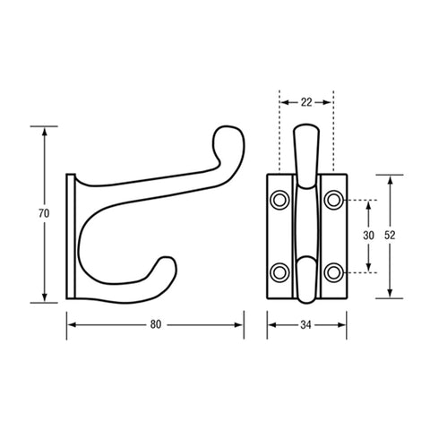 Metlam Double Coat Hook Satin Chrome Plate - image 3